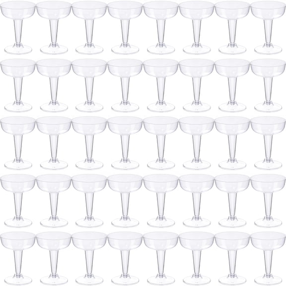 40 Pcs Party Champagne Glasses Disposable, Reusable Crystal Plastic Coupe Glasses, Detachable Design, Ideal for Wine and Cocktail Parties, Transparent BSL120