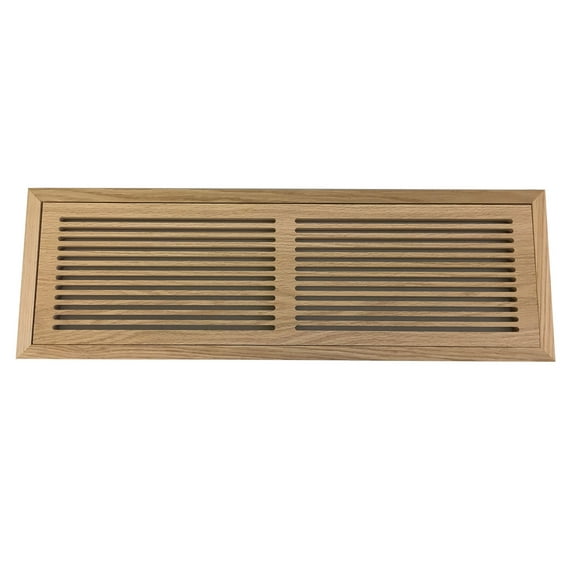 6 Inch x 24 Inch Red Oak Hardwood Vent Floor Register Flush Mount, Slotted Style, Unfinished