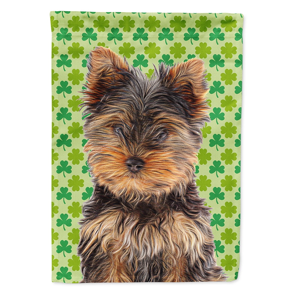 St. Patrick's Day Shamrock Yorkie Puppy / Yorkshire Terrier Garden Flag