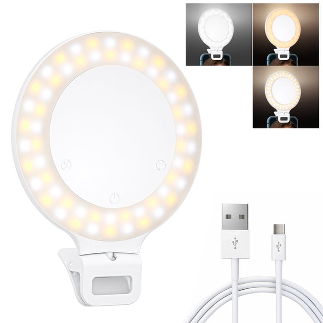 Iluminación De Videoconferencia 60Led Clip En Selfie Ring Light Recargable Regulable Led Ring Light Para Maquillaje De Computadora Transmisión En Vivo Inevent HA038003-00