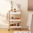 thumbnail image 5 of Gymax 3-Tier Kitchen Island Cart Rolling Service Trolley w/ Bamboo Top Shelves Natural, 5 of 10