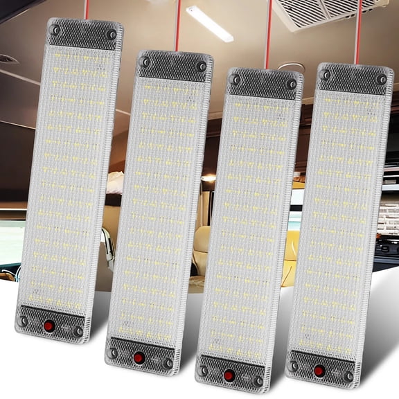 4 Pack 12V 108 LED Car Interior Dome Lights, 3000LM Super Bright White Ceiling Lamp for RV Camper Truck Trailer, Easy Plug & Play Replacement