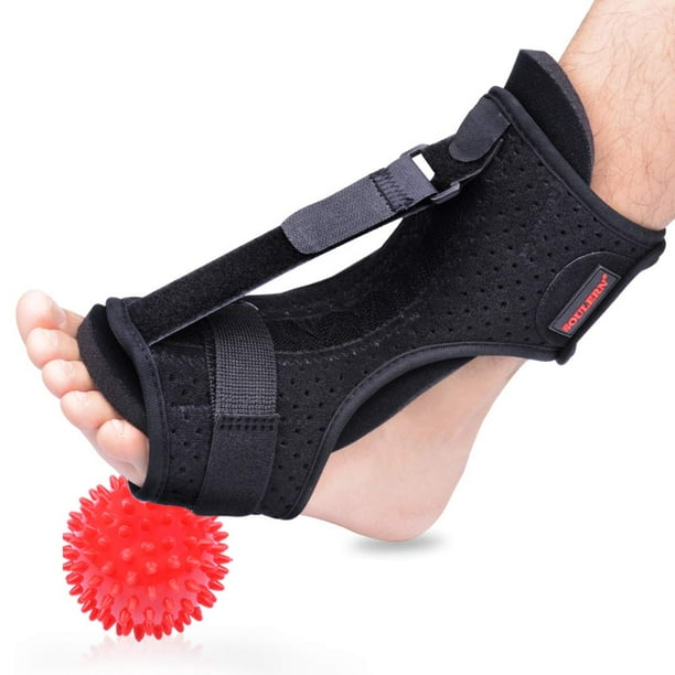 Férula nocturna para fascitis plantar, férula ortopédica para caída de pie, férula nocturna dorsal elástica ajustable para fascitis plantar, talón, tobillo, dolor de arco, tendinitis de Aquiles, con bolas de masaje de punta dura Ormromra WMSS-516