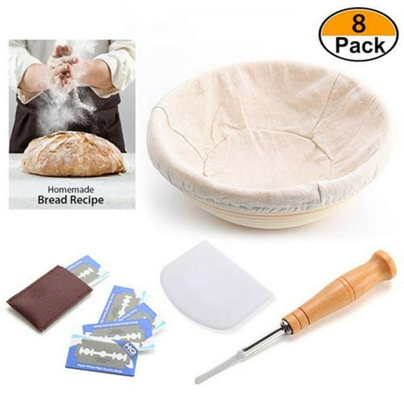 Round Shape Bread Proofing Basket Sourdough Proving basket ;bread proving basket Container Metal Dough Scraper Bread Bag Kit