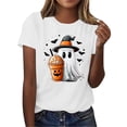 thumbnail image 6 of JOANKDMI Witch Ghost Halloween Shirts for Women Short Sleeve Pumpkin Spice Latte Graphic Tees Casual Fall Autumn Crewneck T-Shirt Novelty Holiday Party Tops, 6 of 6