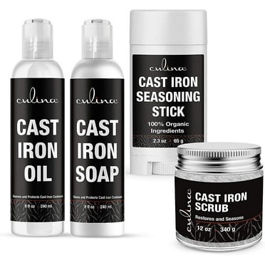 Culina Cast Iron Seasoning Stick | Soap | Oil Conditioner | Restoring Scrub | All Natural Ingredients | Best for Cleaning, Non-stick Cooking & Restoring