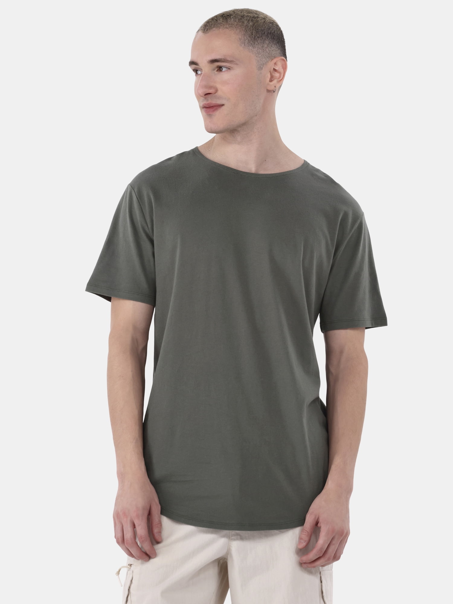 No Boundaries Men's & Big Men's Longline Curved Hem Elongated Tee Shirt, 2-Pack, Sizes XS-5XL