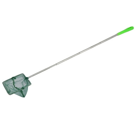 Aquarium Fish Square Frame 4 Sections Telescopic Handle Fishing Catch Mesh Net