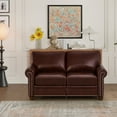 thumbnail image 6 of Storage-Ready Faux Leather Loveseat with Wood Legs & Nail Trim for Small Spaces, Burgundy 2-Seat Sofa with Underseat Storage Boxes, 6 of 9