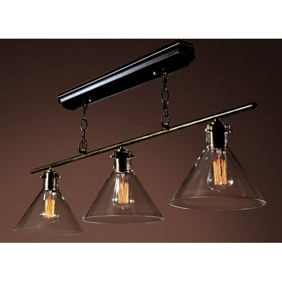 Amerie 3-light Black Island Edison Chandelier with Bulbs