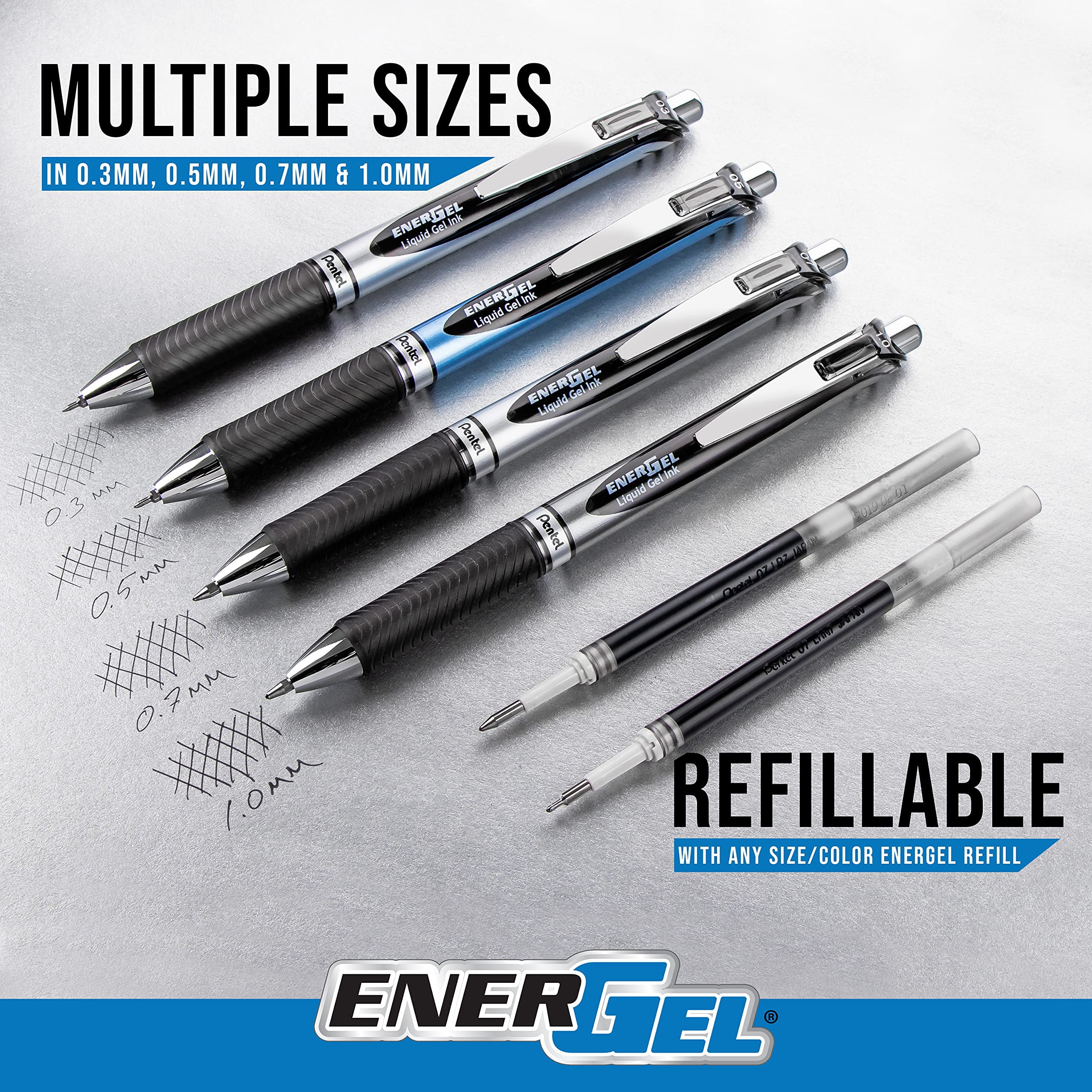 Pentel EnerGel RTX Retractable Liquid Gel Ink Pen, (0.7mm) Medium line, Forest Green Ink, Box of 12 Pens (BL77-D3)