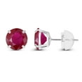 thumbnail image 2 of Decadence Genuine 10K Solid White Gold 4mm Round Natural Ruby July Birthstone Stud Earrings, 2 of 5