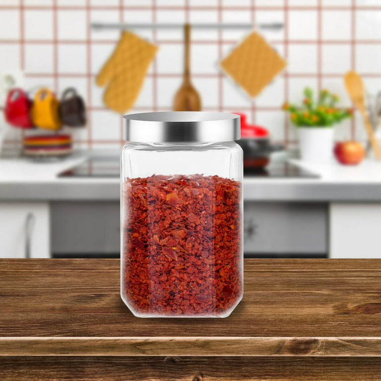 1pc Transparent Glass Mixed Grain Snack Storage Sealed Jar With Spoon Cover  Mixed Grain Jar Storage Jar