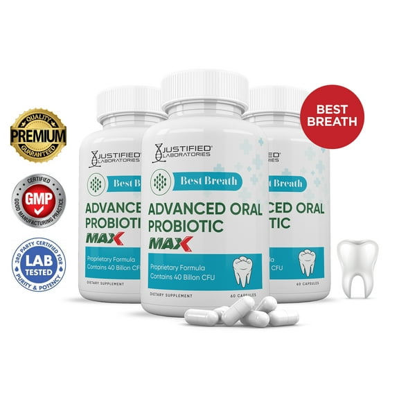 (3 Pack) Best Breath Max 40 Billion CFU Probiotic Oral Support 180 Capsules