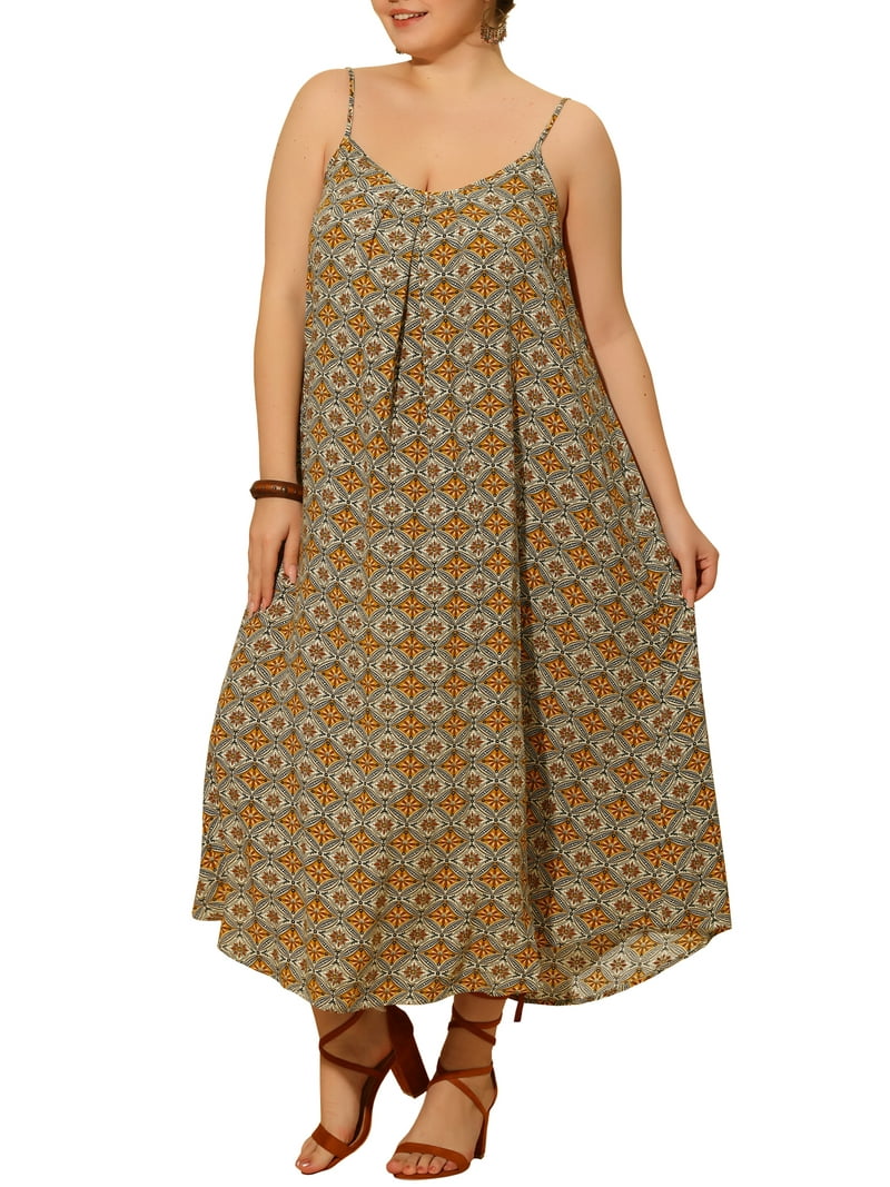 Moda Nova Juniors Plus Size Summer Spaghetti Strap Beach Bohemian Midi Dress Moda Nova Juniors Plus Size Summer Spaghetti Strap Beach Bohemian Midi Dress