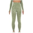 thumbnail image 3 of QATAINLAV Leggings for Women Casual High Waisted Yoga Pants Tummy Control Workout Running Legging Pants Solid Color Tight Bottom Trousers Army Green L, 3 of 5