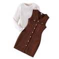 thumbnail image 3 of HAYIMI Kids Girls Knit Tops And Vest Dress Two Piece Fall Winter Outfit Sets For Breathable Clothes Sets, 3 of 9