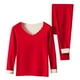 thumbnail image 1 of Conjuntos de ropa interior térmica para mujer, jersey liso informal de cuello redondo, alta elasticidad, conjuntos de ropa interior cálida, pantalones de acrílico, blusa para mujer, 1 of 2