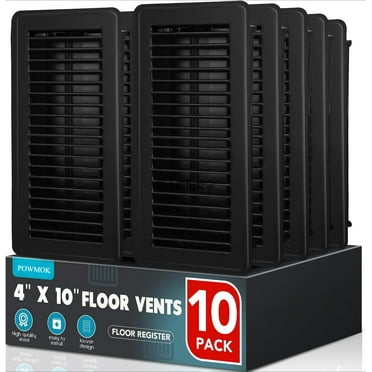 Black Premium Steel Adjustable 4" x 10" Floor Register Vent Cover 10-Pack for Home