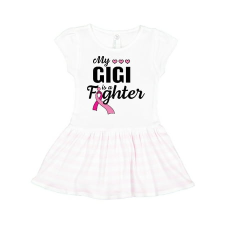 

Inktastic Breast Cancer Awareness My Gigi is a Fighter Gift Toddler Girl Dress