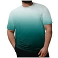 thumbnail image 2 of Cuoff Men's Large Size Loose Casual Gradient Short Sleeve Round Neck T-Shirt Top Cyan 4X, 2 of 5