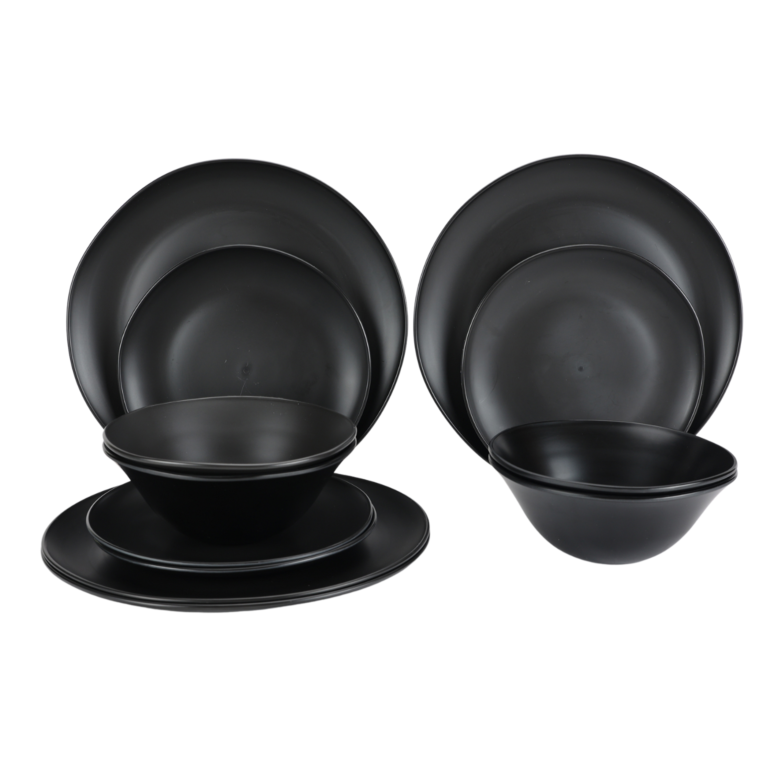 Mainstays Black 12-Piece Eco-Friendly Recycled Plastic Dinnerware Set