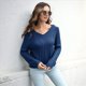 thumbnail image 5 of Suéter Informal de Punto Grueso con Cuello en V y Larga para Mujer con Hombros Descubiertos Azul Oscuro S, 5 of 8