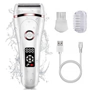 TiokMc 3-in-1 Electric Razor for Women, Rechargeable Wet & Dry Lady Shaver, Body Hair Remover for Face, Legs, Underarms & Bikini with LED Display, White