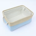 Unique Bargains Storage Bin with Handle Fabric Cube Light Blue/Brown 14