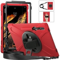 Dteck for Samsung Tab S9 Ultra Case /Tab S8 Ultra 14.6 inch Tablet Case with Shoulder Strap,Heavy Duty Rugged Shockproof Cover with 360 Rotating Hand Strap for Samsung Galaxy Tab S8 Ultra/S9 Ultra,Red