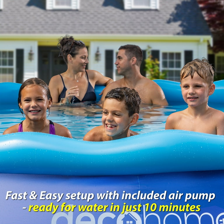 Deco Home 12FTx30IN Simple Set Above Ground Inflatable Portable Swimming Pool with Filter Pump and Fast Air Compressor for Quick Inflation Great for