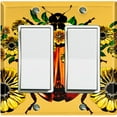 thumbnail image 1 of Metal Light Switch Plate Cover Unique Floral Lady Bug Mustard Yellow BUT014, 1 of 1