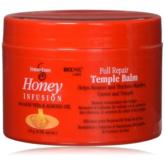 Biocare Strongends Unisex Full Repair Temple Balm with Honey Infusion, Aloe Vera & Almond Oil - 6 oz