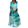 thumbnail image 2 of CEHVOM Robe Longue Décontractée à Col Rond Manches Longues Imprimée 3D pour Femmes, 2 of 6