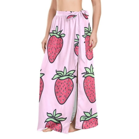 FORMRS Beach Sarong for Women Semi-Sheer Wrap Skirt Swimsuit Cover Up  Cartoon Strawberry