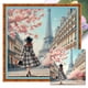 thumbnail image 1 of Hilo Algodón Bordado Punto Cruz La Torre Eiffel Niña Con 11CT 50x50cm, 1 of 9