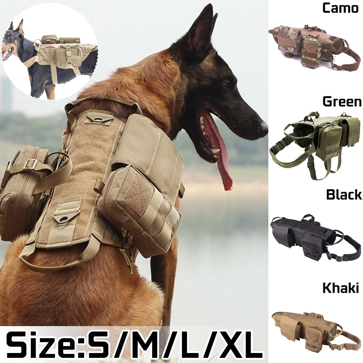 Outdoor Army Tactical Dog Training Vests Sets Military Dog Clothes Load