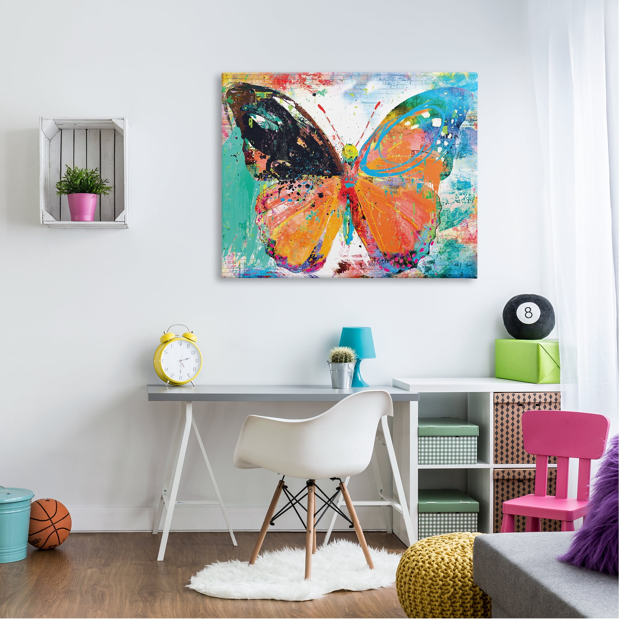 Stupell Industries Bold Butterfly Illustration Speckled Collage Style Paintings Gallery-Wrapped Canvas Print Wall Art, 48x36, by Porter Hastings