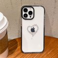 thumbnail image 6 of Cute Color Diamond for iPhone 13 Pro Max 6.7-inch Case, Glitter Rhinestone Love Heart Clear Soft TPU Silicone Camera Lens Protection Shockproof Bumper Cases Cover for Women Girls(Black), 6 of 6
