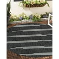 thumbnail image 3 of Unique Loom Outdoor Modern Collection Area Rug - Miranda (10' Round Black and White), 3 of 11