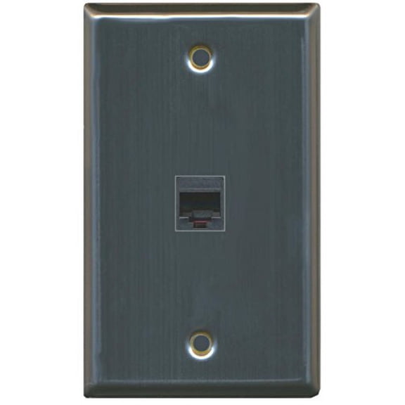 RiteAV Rj11/12 Phone Wall Plate 1 Gang Flat - Stainless Steel