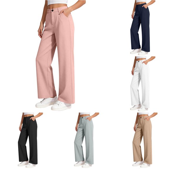 Kids Straight Leg Chino Pants Pull On Elastic Waist Uniform Trousers for Boys Girls School Daily Wear