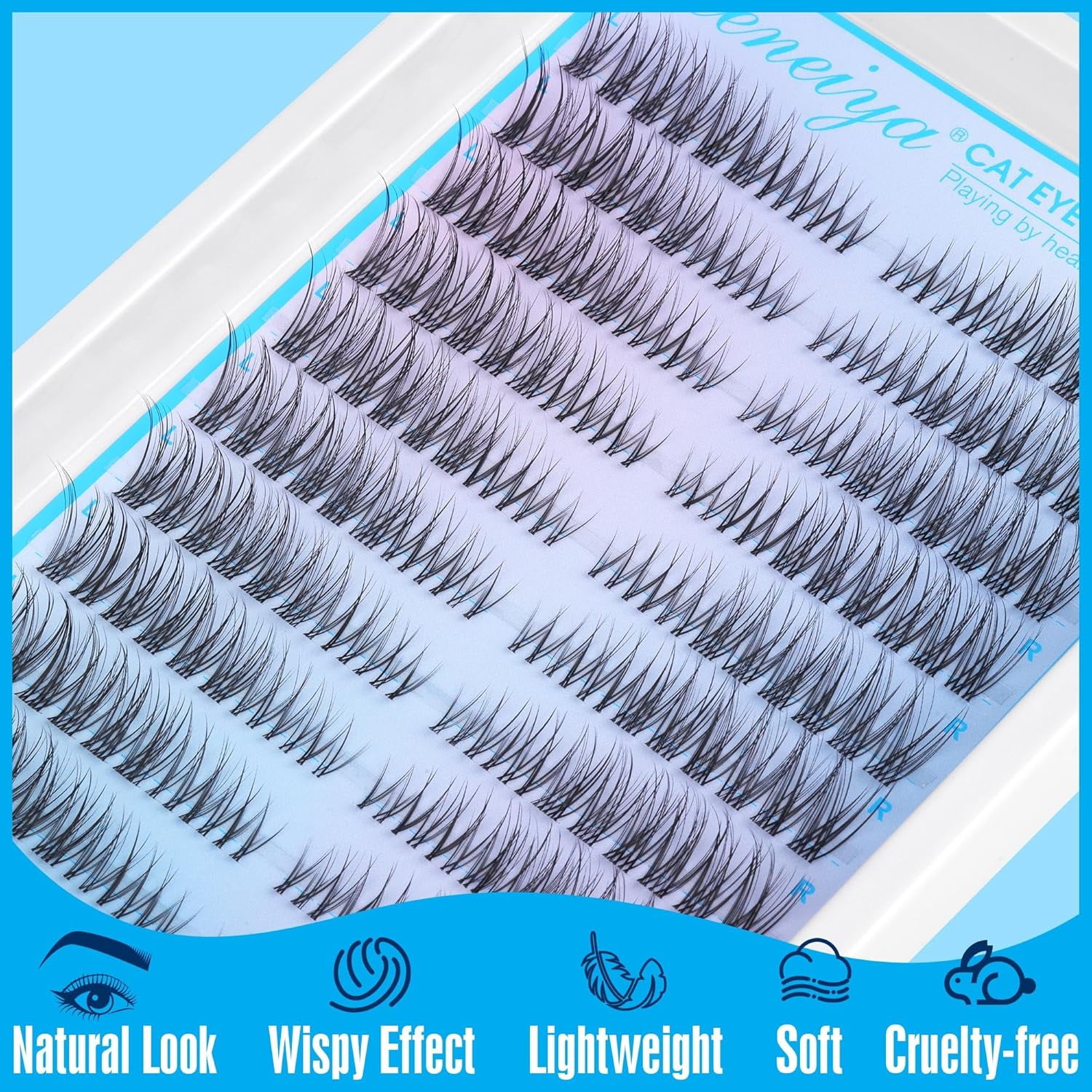 168Pcs  Natural Eyelash Clusters 11-13mm Lash Extension Kit C Curl Eyelash Extension Invisible Eyelashes with Lash Bond and Seal Glue and Tweezers DIY At Home