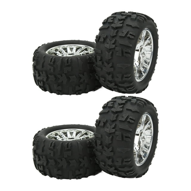 RC Truck Tires, RC Rubber Tires Excellent Grip Replacement Strong Cushioning For 1/5 8S RC Car Black,Silver,