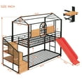 thumbnail image 4 of EUROCO Twin over Twin House Bunk Bed with Storage Staircase and Slide for Bedroom, Black, 4 of 13