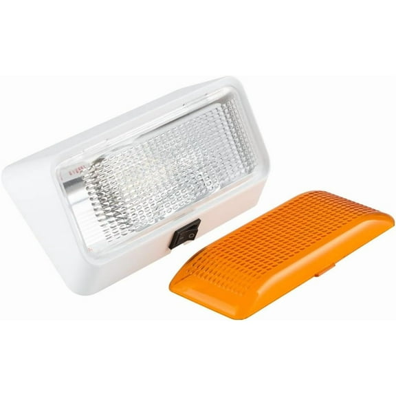 Lumitronics 12V LED Light Exterior RV Porch Light with Switch, Utility Camper Lights, White Base
