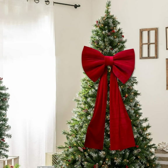 Giant Red Satin Bow for Christmas Tree, Wedding, Holiday Celebrations, Home Décor, Gift Wrapping, Large Oversized Decorative Bow for Indoor and Outdoor Use