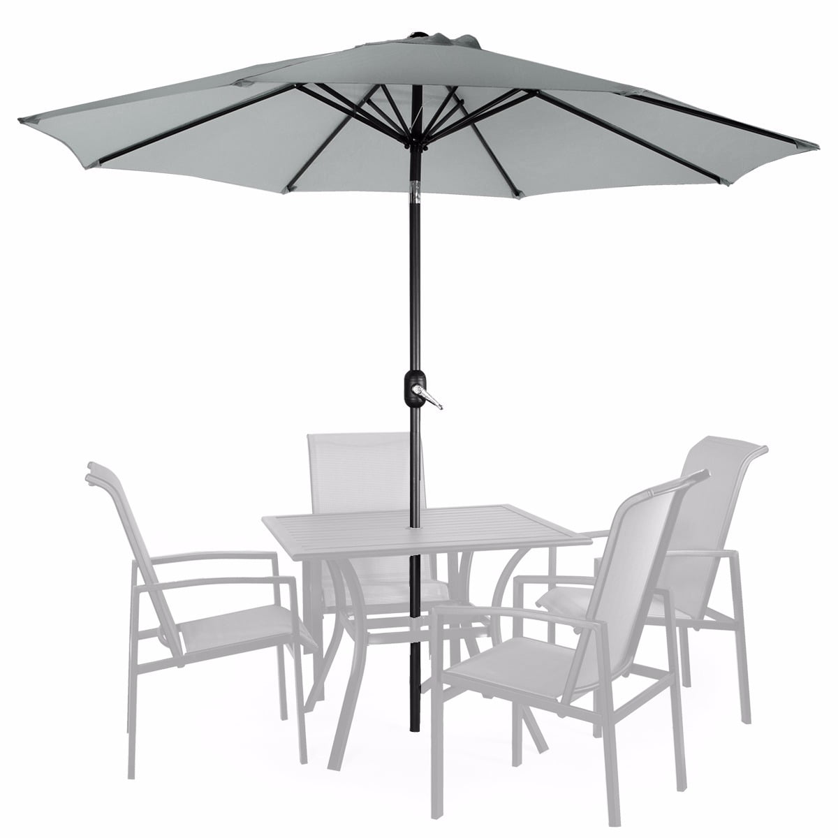 9' Patio Umbrella Round Sunshade Outdoor Canopy Tilt and Crank Aqua by