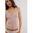 thumbnail image 3 of Women Ribbed Tank Tops Sleeveless Button Down Camisole Summer Scoop Neck Cropped Top Pink L, 3 of 6
