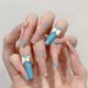 thumbnail image 1 of Lindo ataúd de uñas prensadas con flores, uñas postizas largas, diseño de lazo brillante, cobertura completa, puntas de uñas postizas de bailarina, paquete de 24 Ormromra CZMR-ZC35-6, 1 of 4